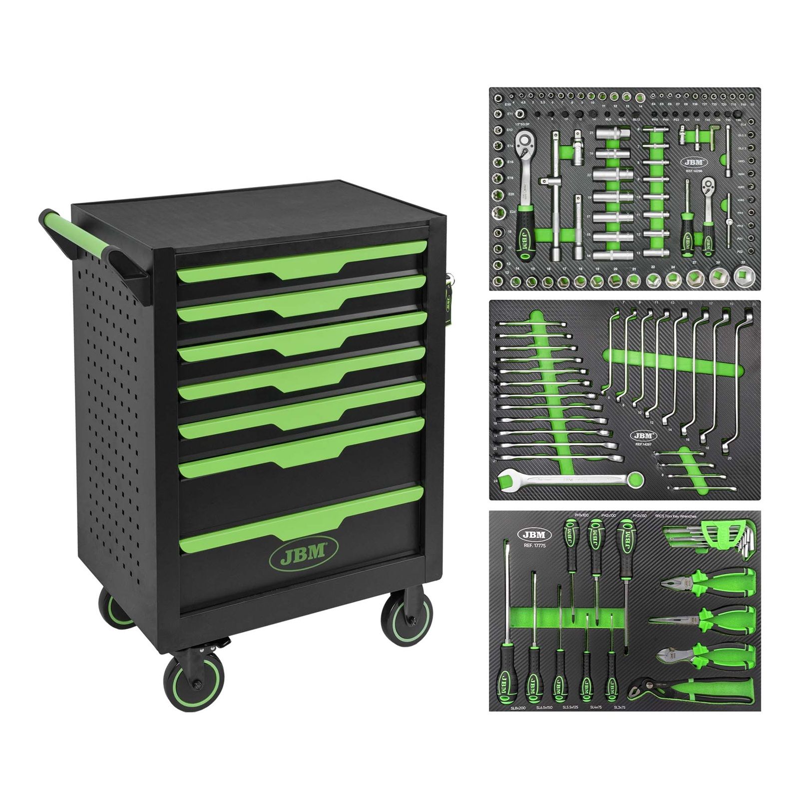 Servante chariot a outils JBM 7 tiroirs 154pcs 54834