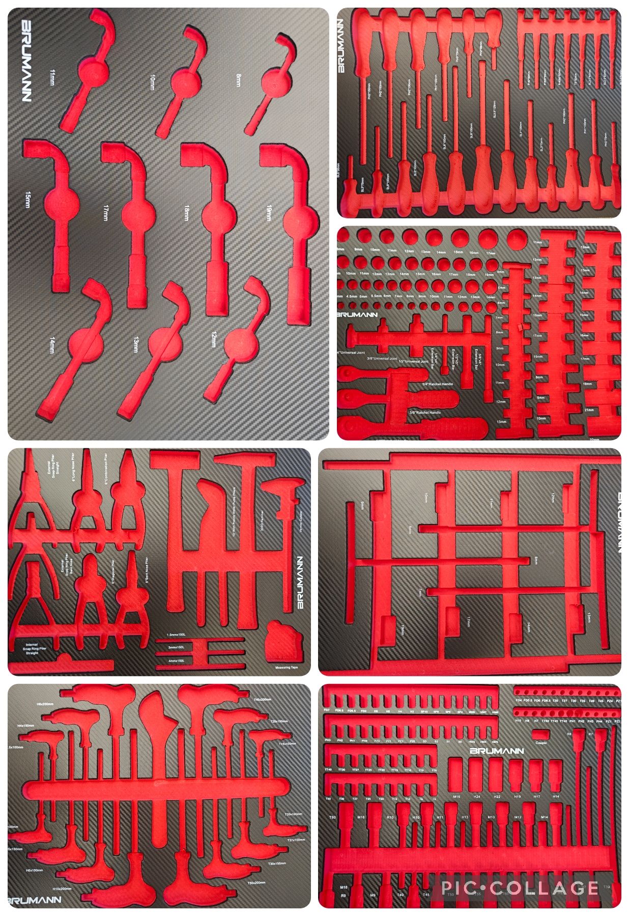Lot de 7 inserts mousse module d&rsquo;outils vide pour servante d&rsquo;atelier