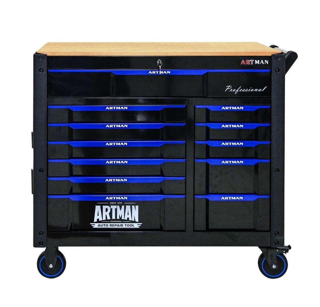 Servante établi vide XXL Plan de travail bois Jumbo 12 tiroirs